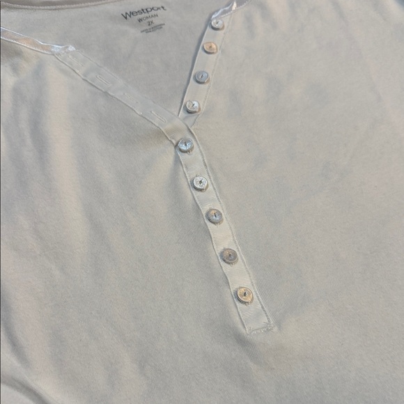 Westport White Button 3/4 Sleeve Top, 2X - Picture 3 of 5